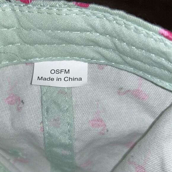 Pink Flamingo Light Green Blue Hook Loop Strapback Baseball Hat Cap Adjustable - Picture 8 of 8